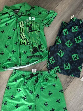 Kids 3-Piece Green Creeper Pajama Set